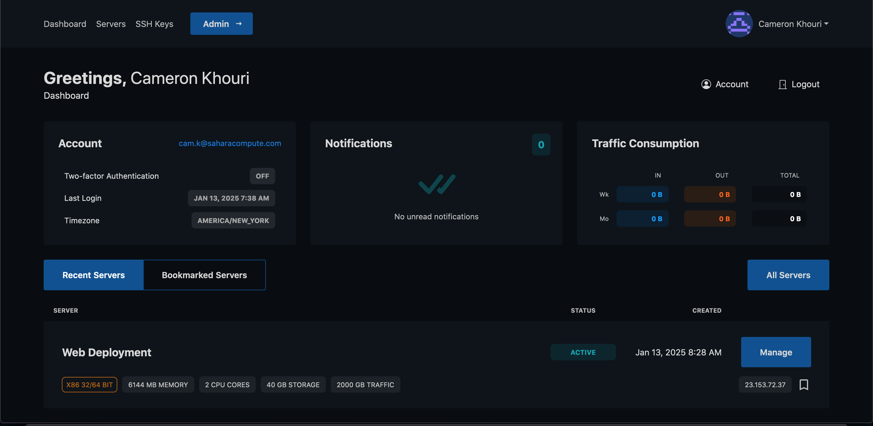 The Virtfusion Panel interface